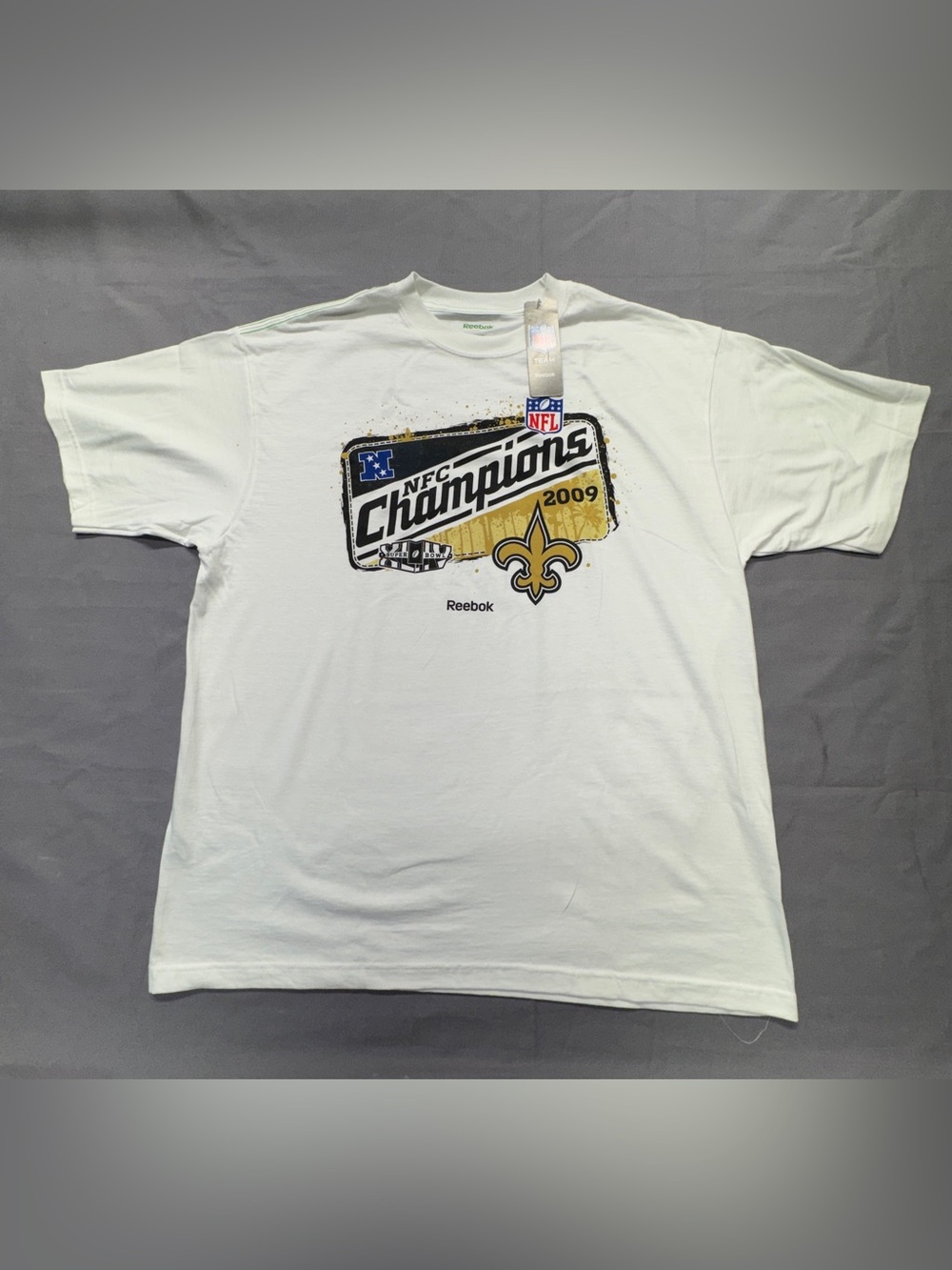 NWT Reebok NFL New Orleans Saints 2009 NFC Champions T-Shirt Size  XL White O2
